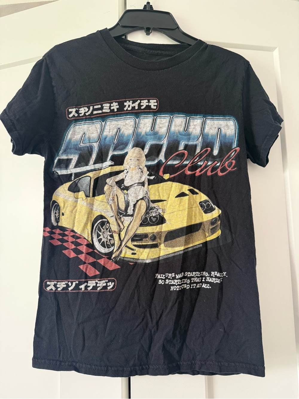 PacSun Black Short-Sleeve 'Speed Club' Graphic Tee with Yellow Car